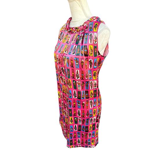 TRACY NEGOSHIAN Pink Sunbathers Braided Neckline Shift Dress - Small - Picture 9 of 14